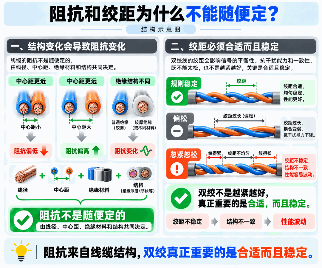 阻抗与绞距结构示意图:阻抗由结构决定,绞距必须合适且稳定
