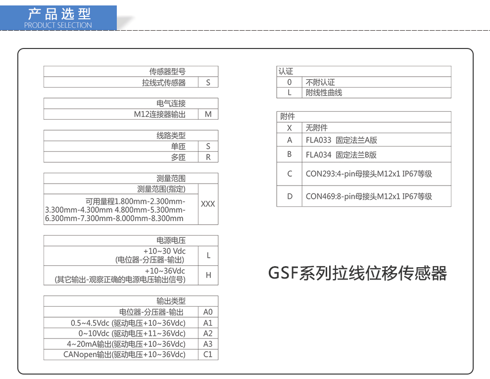 GEFRAN杰佛伦 GSF系列拉线/拉绳位移传感器